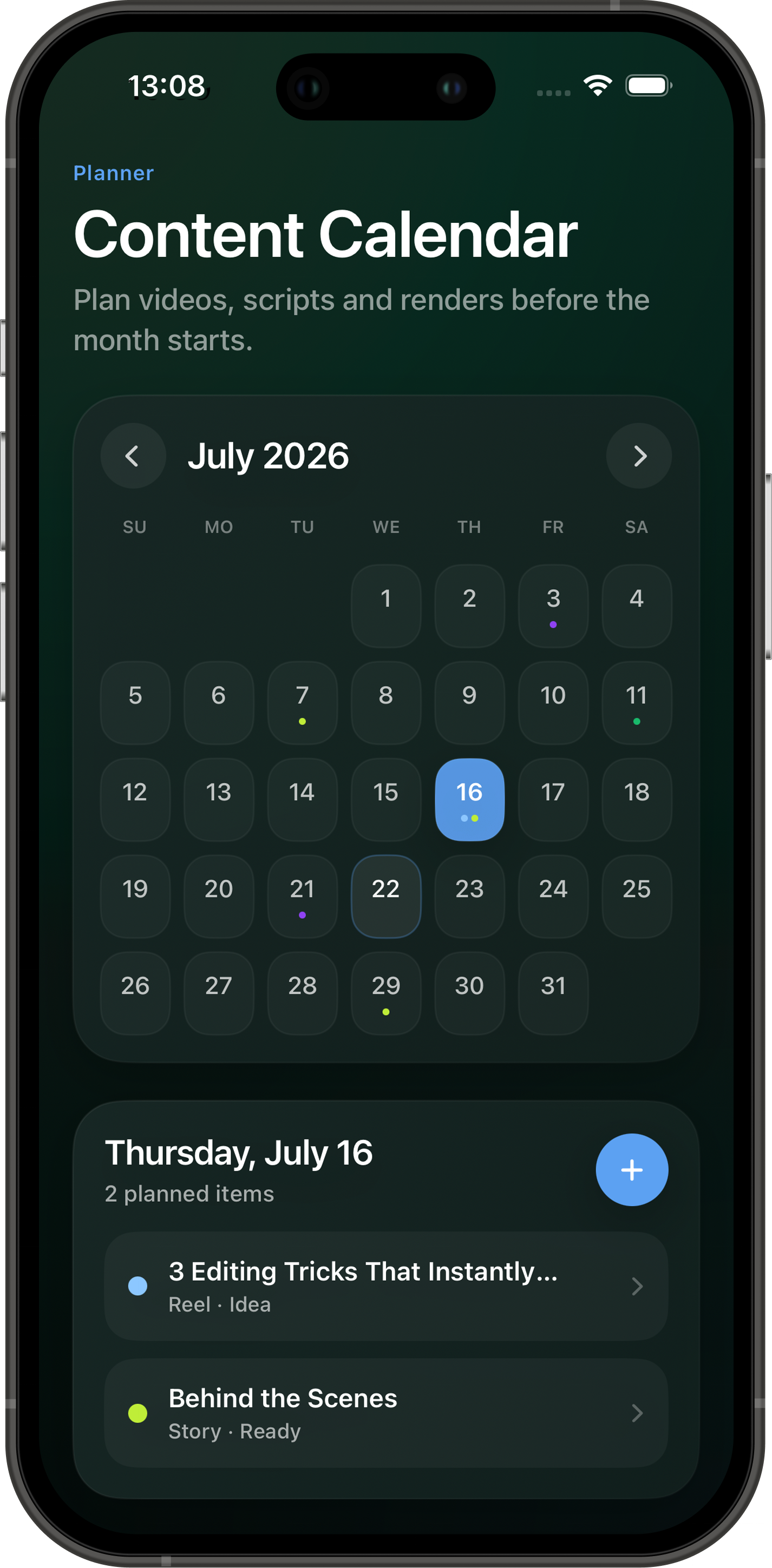 Vidly AI Calendar monthly content planner